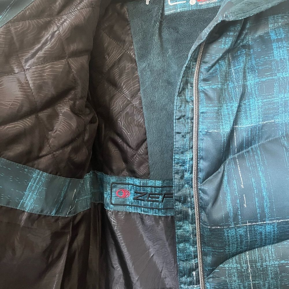 ZeroXposur Women's Puffer Jacket Teal & Black Plaid Zip Up Size L - Picture 7 of 10
